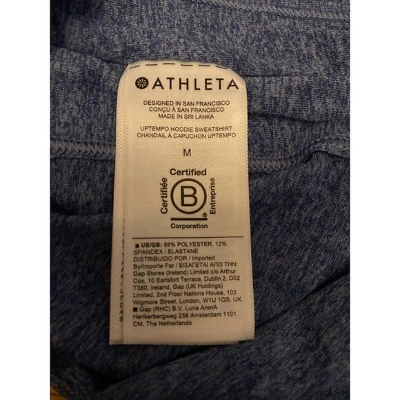 Athleta women’s blue athletic relaxed hooded pullover with thumb holes size med - Picture 9 of 9